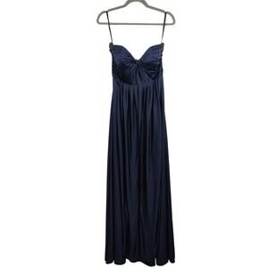 Jenny Yoo Demi‎ Convertible Strapless Dress Womens 8 Pleat Jersey Gown Navy Blue
